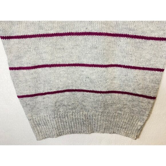 Vintage Striped Women's Sweater Grey New Tags Mister Noah Maroon Stripes Preppy - Picture 5 of 11